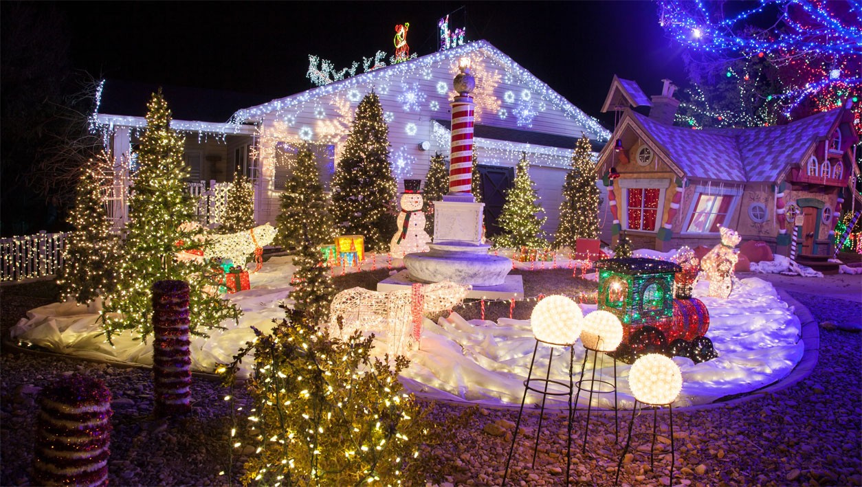 Jardin décoré et illuminé