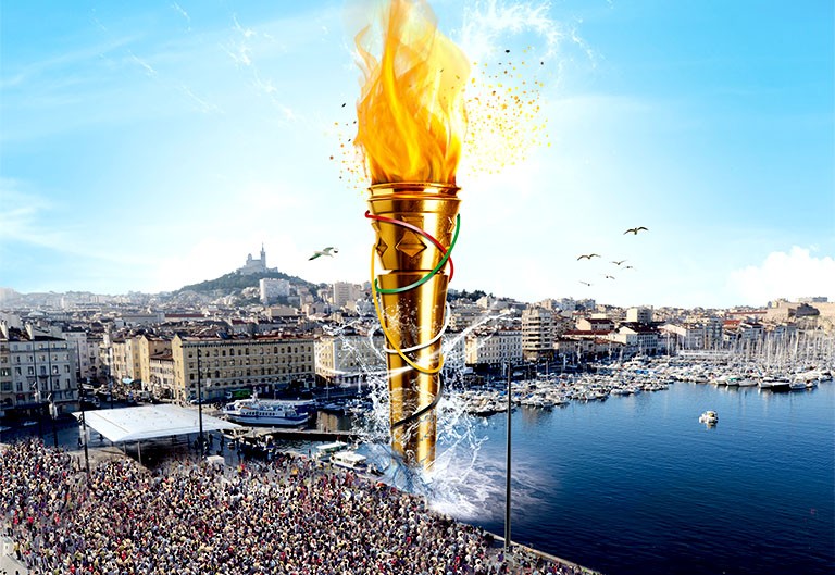 L'arrivée de la flamme à Marseille