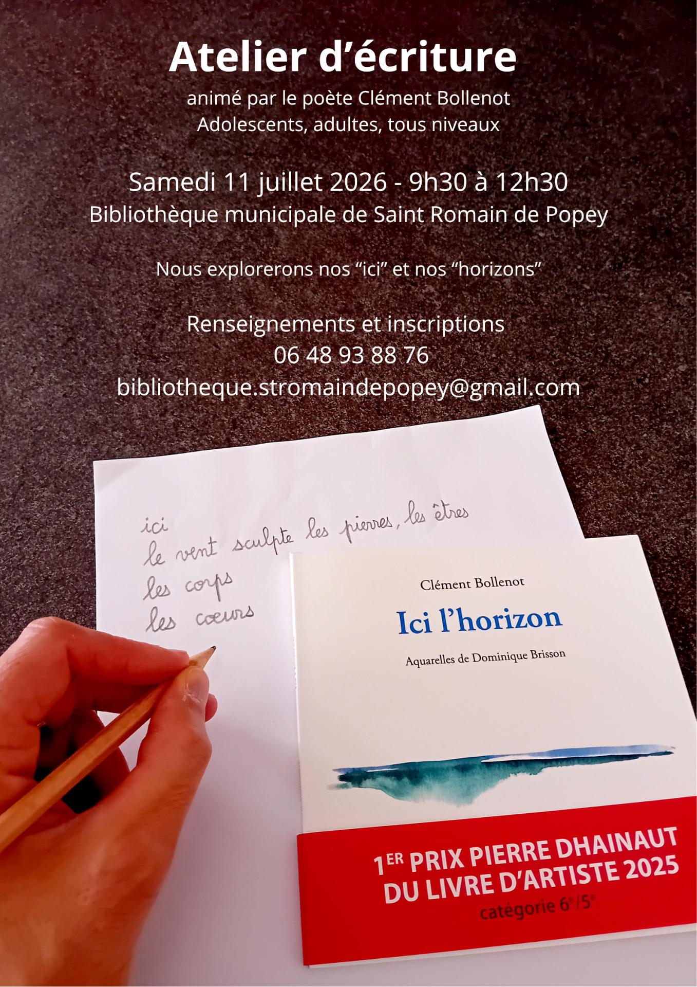 Affiche atelier ecriture st romain