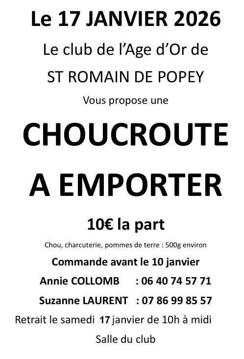 Choucroute 17 janvier 2027